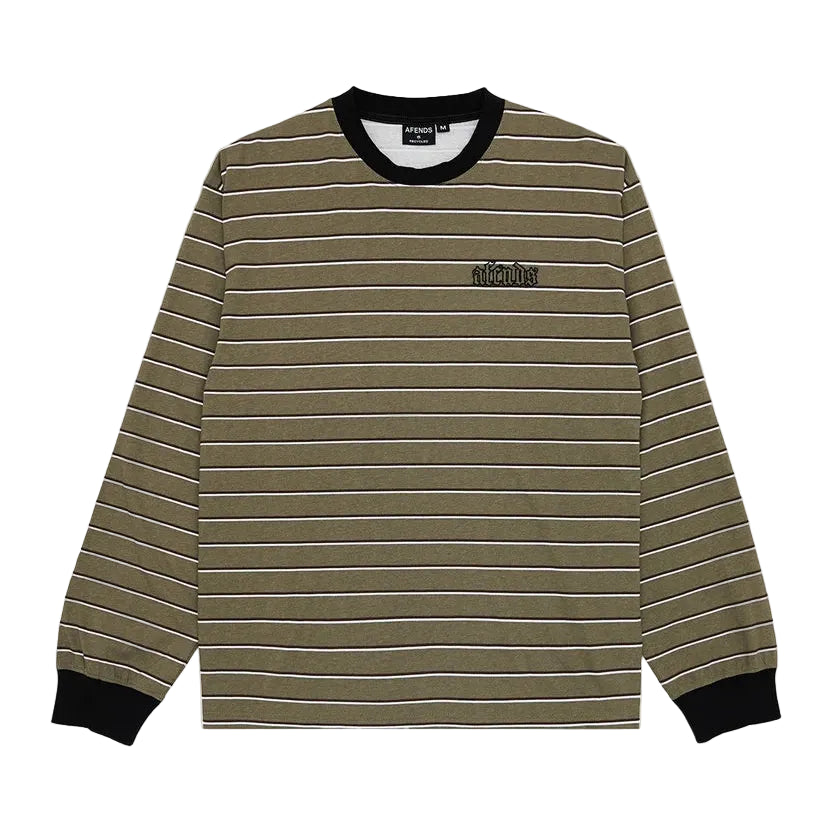 AFENDS Altitude Recycled Boxy Fit Mens L/S Tee - Stone Stripe