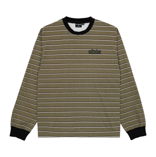 AFENDS Altitude Recycled Boxy Fit Mens L/S Tee - Stone Stripe