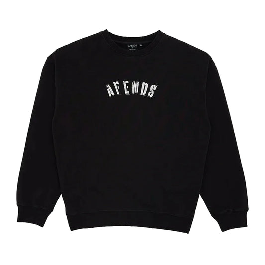 AFENDS Contingent Recycled Mens Crew - Stone Black