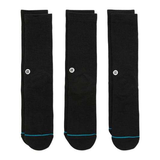 STANCE Icon 3pk Crew Socks - Black