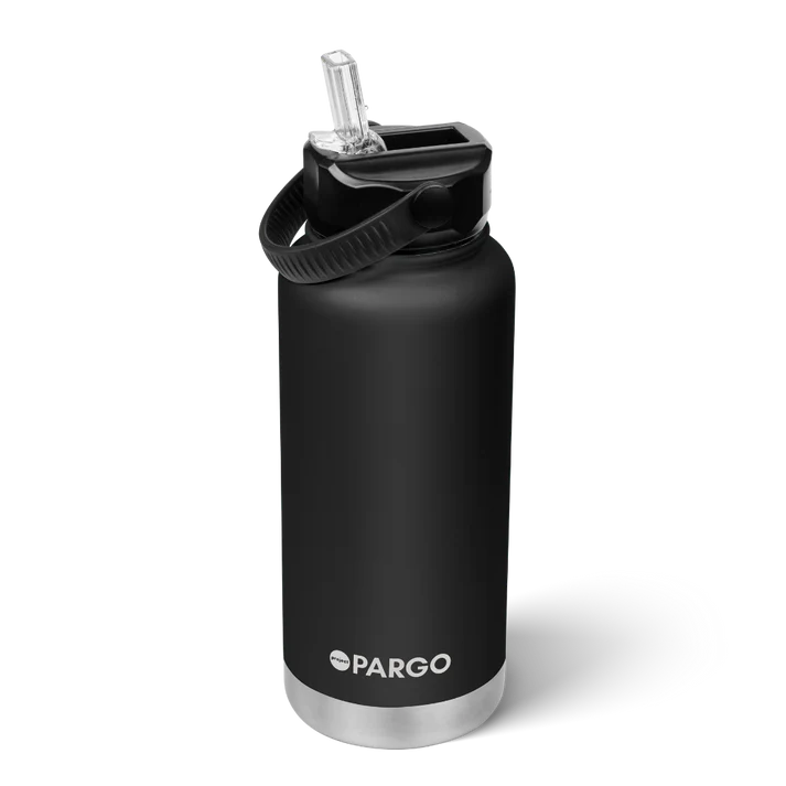PARGO 950ml Insulated Sports Drink Bottle w/ Straw Lid - Midnight Black