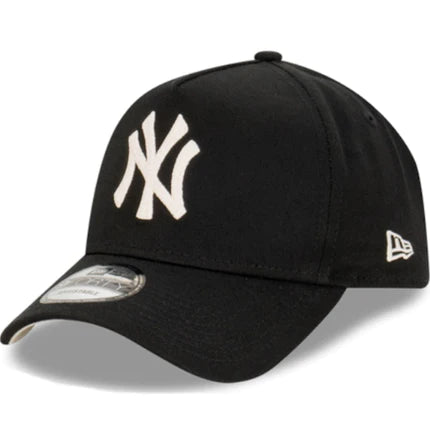 NEW ERA New York Yankees Chainstitch 9FORTY A-Frame Womens Strapback Cap - Black/Stone