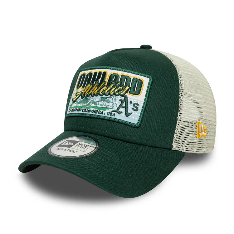 NEW ERA Oakland Athletics MLB Patch 9FORTY A-Frame Snapback Trucker Cap - Dark Green/Cream