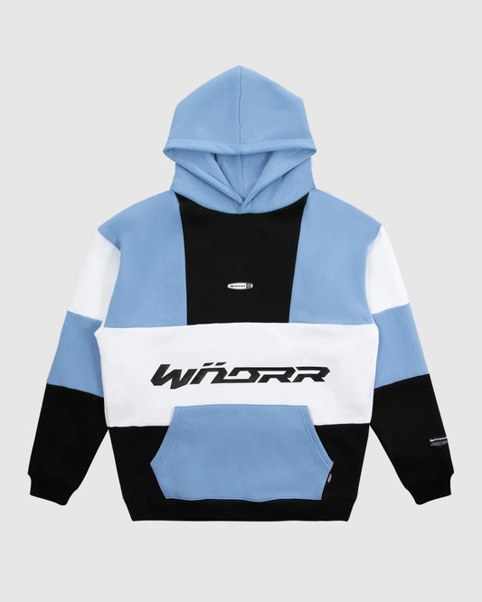 WNDRR Solitude Panel Mens Hoodie - Black/Sky Blue