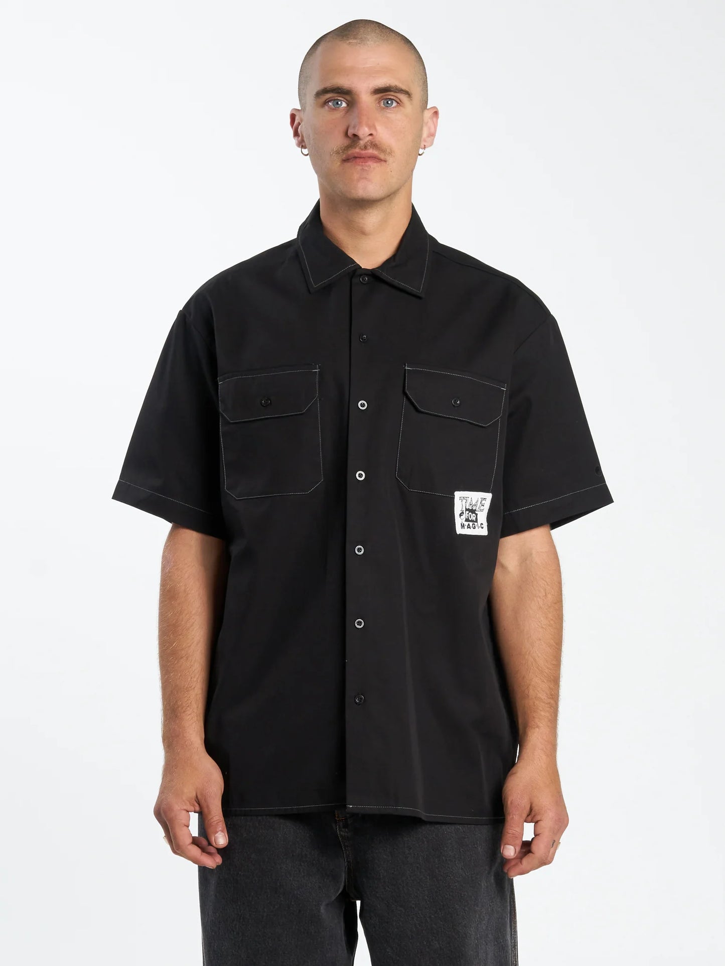 WORSHIP Time For Magic Mens Work Shirt - Black