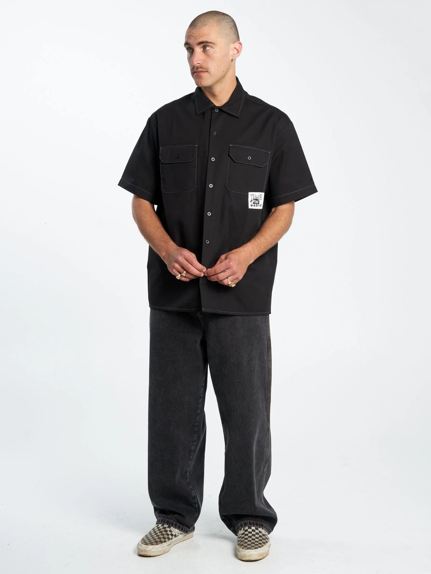 WORSHIP Time For Magic Mens Work Shirt - Black