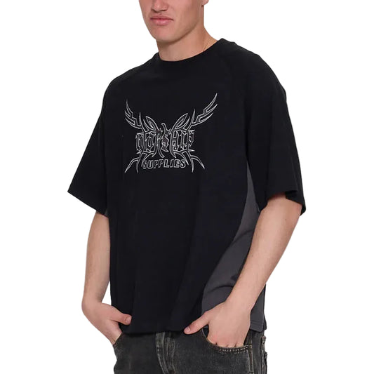 WORSHIP Trudge Box Fit Cropped Raglan Mens Tee - Black