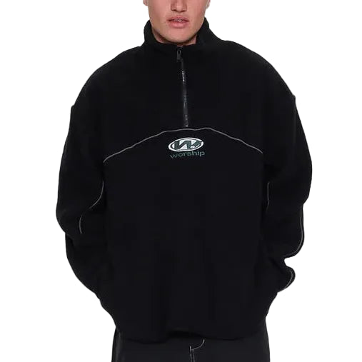 WORSHIP Sonic Quarter Zip Sherpa Fleece - Black
