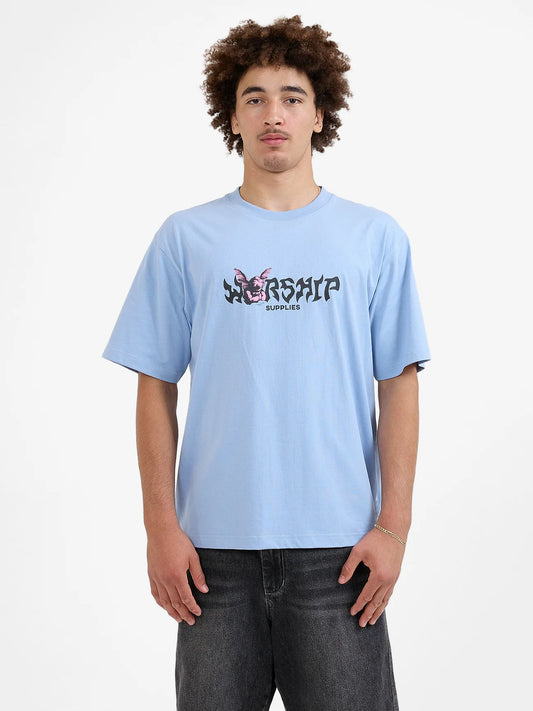 WORSHIP Horns Mens Tee - Cerulean