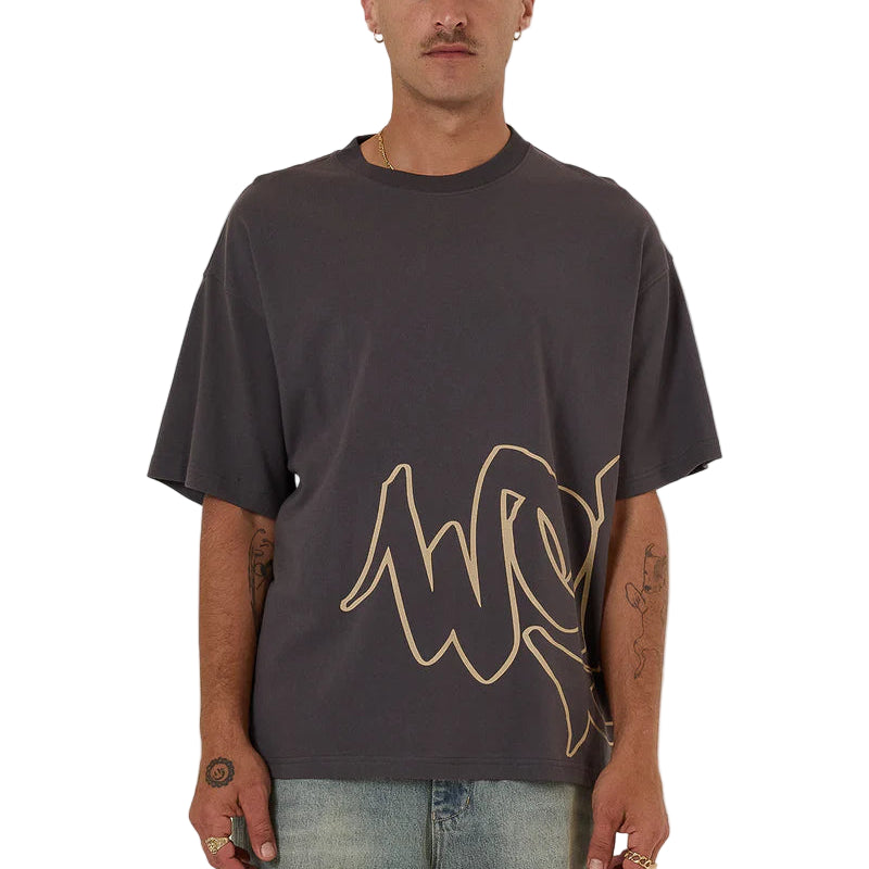 WORSHIP Sprays Oversized Mens Tee - Worn Black