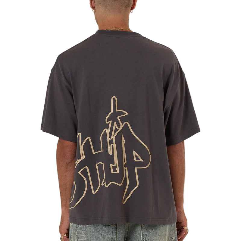 WORSHIP Sprays Oversized Mens Tee - Worn Black