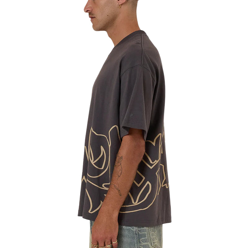 WORSHIP Sprays Oversized Mens Tee - Worn Black