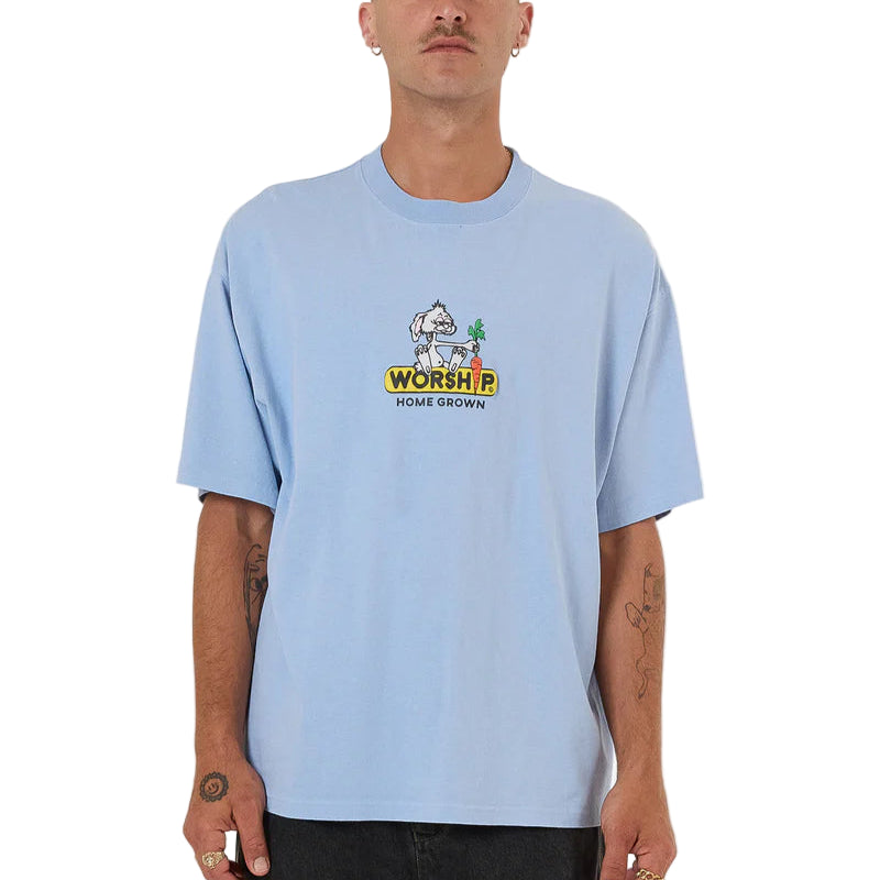 WORSHIP Home Grown Oversized Mens Tee - Bell Air Blue