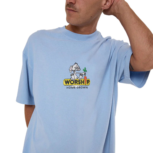 WORSHIP Home Grown Oversized Mens Tee - Bell Air Blue