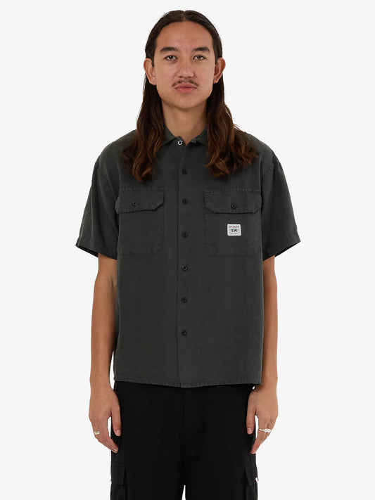 WORSHIP Service Mens Work Shirt - Worn Black