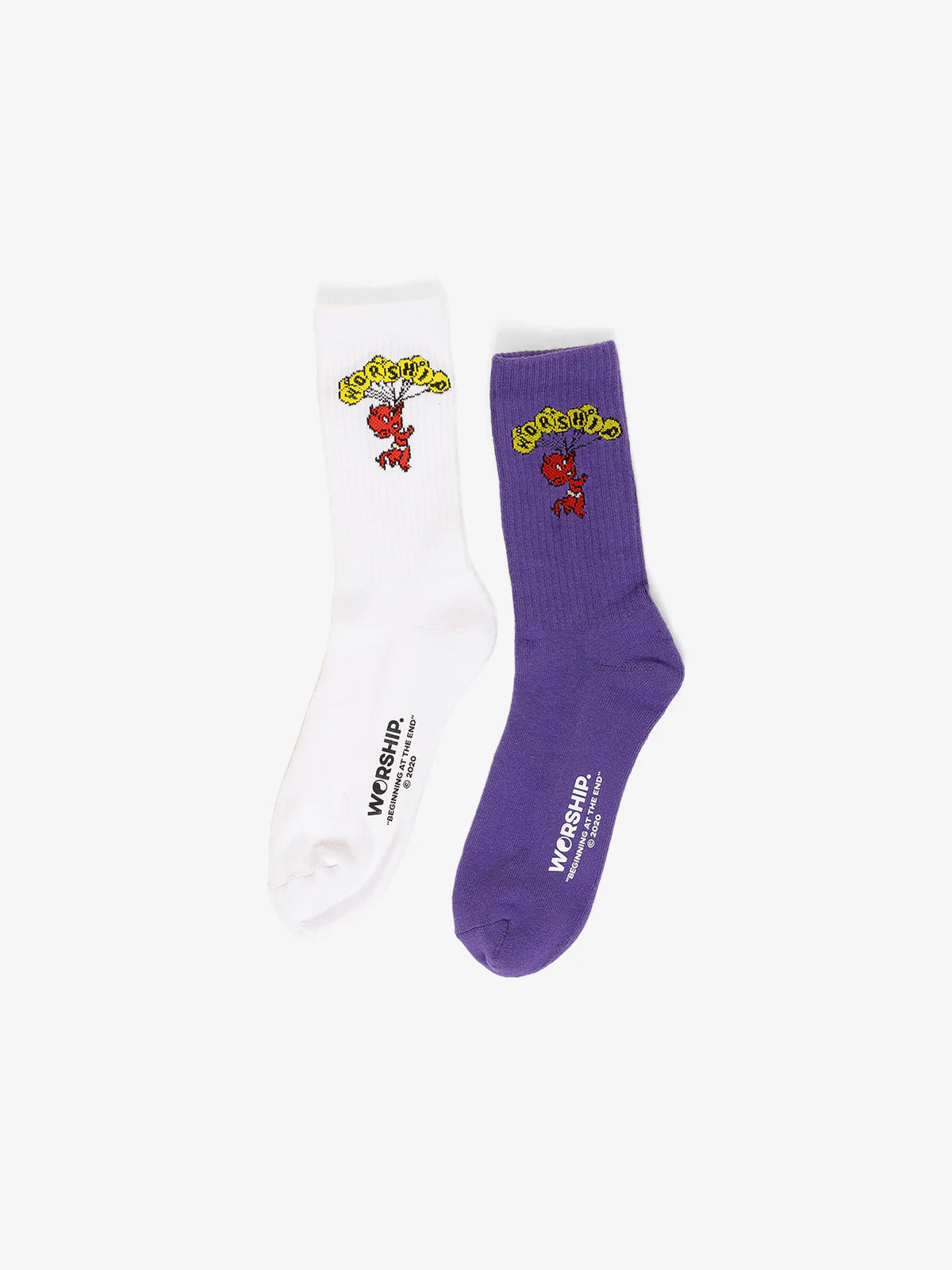 WORSHIP Floater 2PK Socks - White/Prism Violet