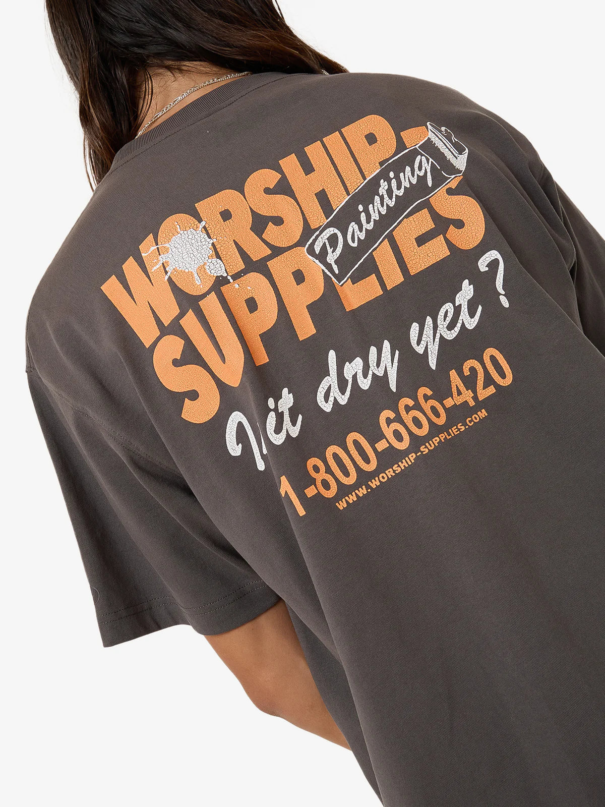 WORSHIP Dry Paint Mens Tee - Worn Black