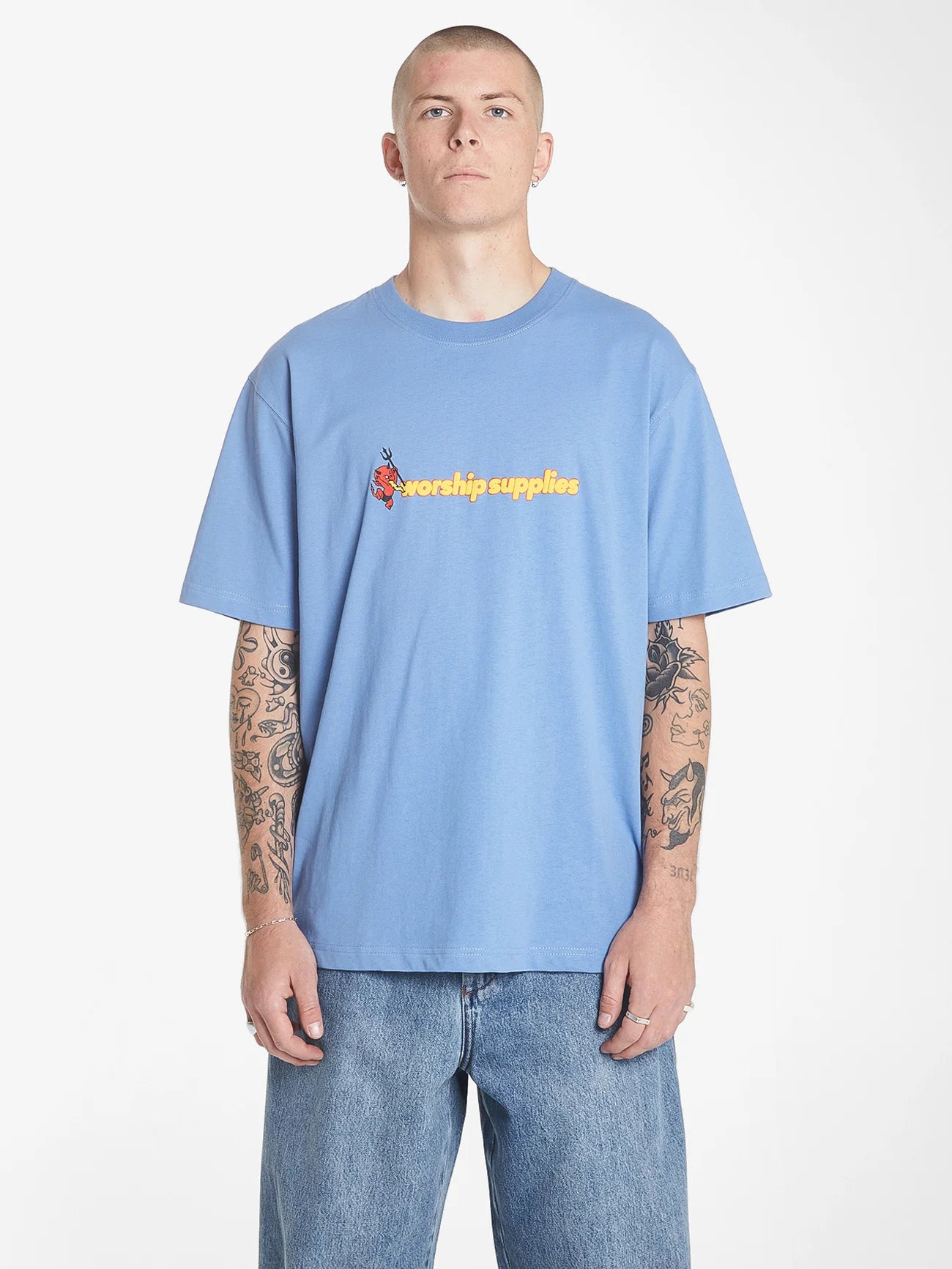 WORSHIP Inferno Mens Tee - Columbian Blue