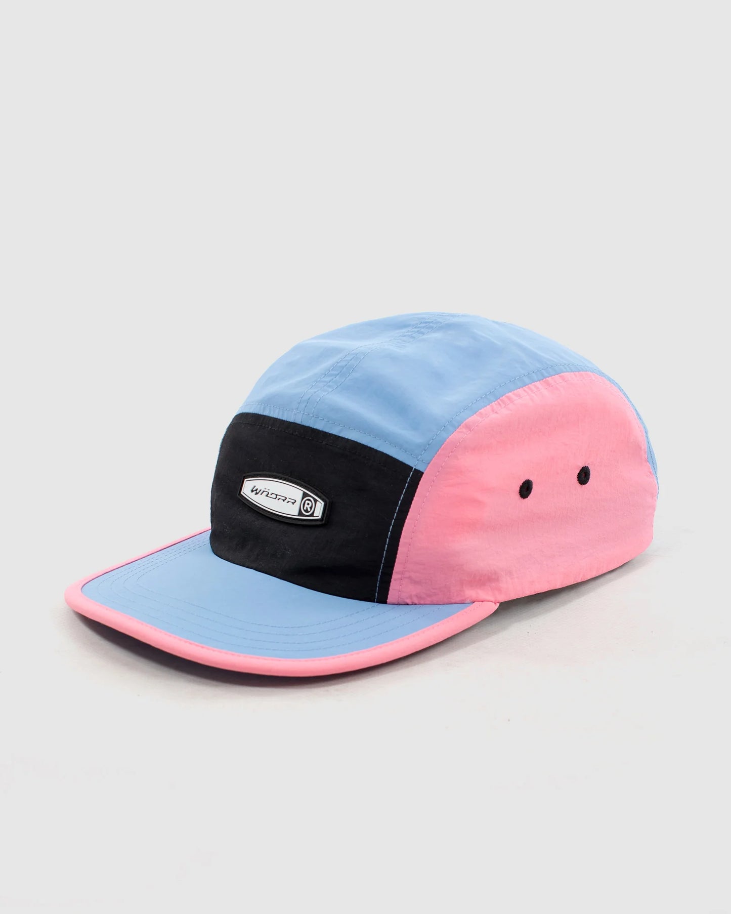 WNDRR Rothman 5 Panel Mens Strapback Cap - Black/Pink/Blue