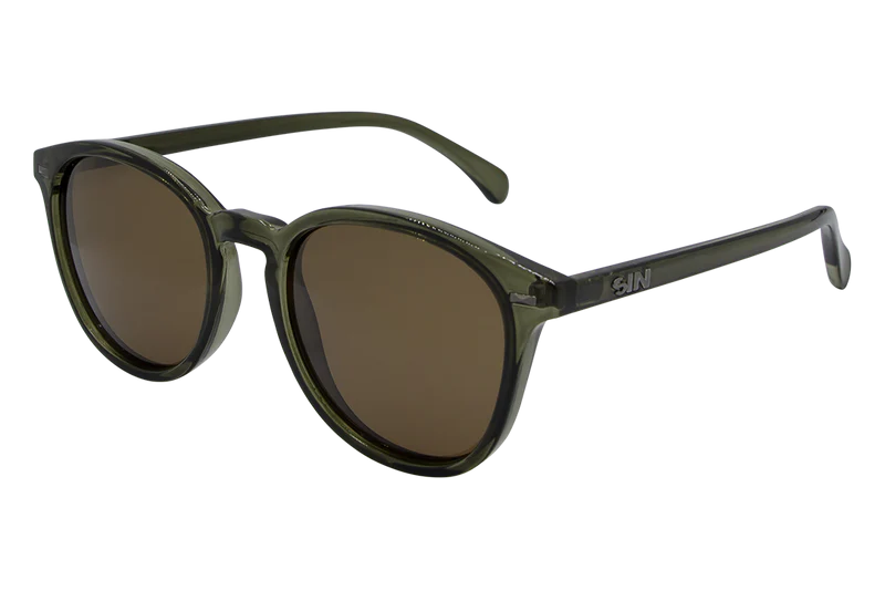 SIN Risky Business Polarised Sunglasses - Crystal Green/Brown