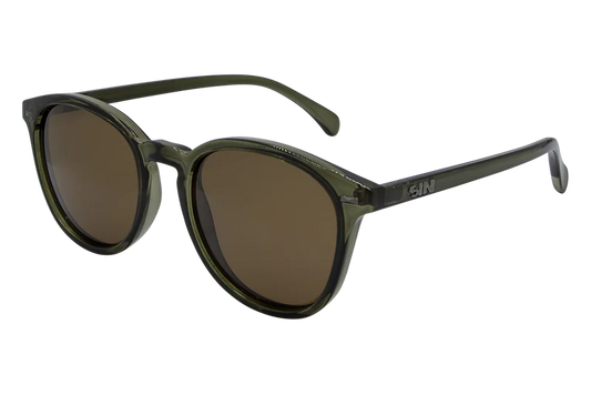 SIN Risky Business Polarised Sunglasses - Crystal Green/Brown