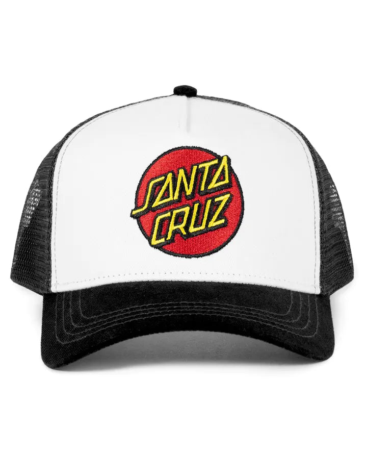SANTA CRUZ Classic Dot Curved Youth Snapback Trucker Cap - White