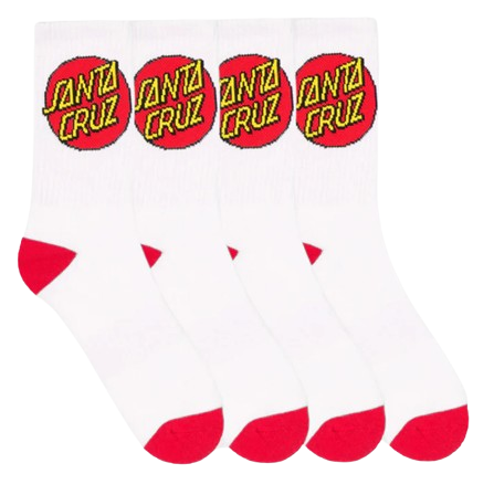 SANTA CRUZ Classic Dot Youth 4pk Socks - White
