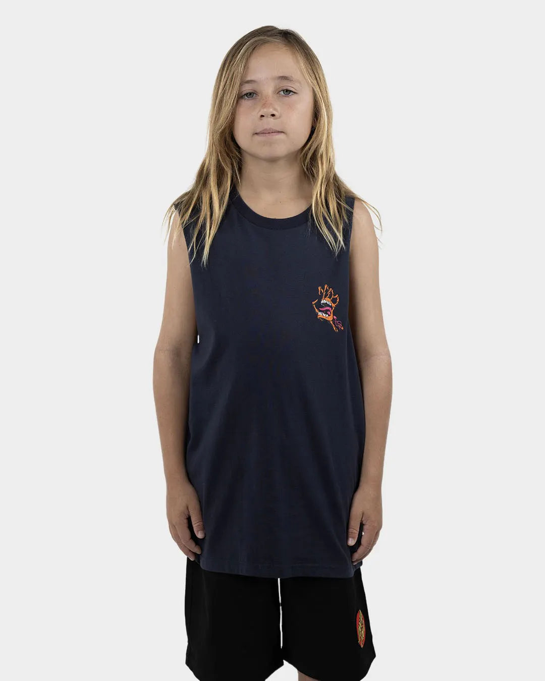 SANTA CRUZ OS Bone Hand Cruz Youth Tank - Navy