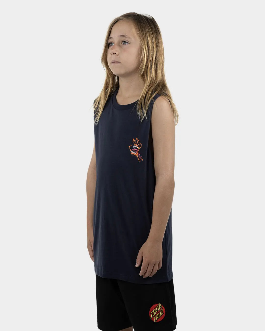 SANTA CRUZ OS Bone Hand Cruz Youth Tank - Navy