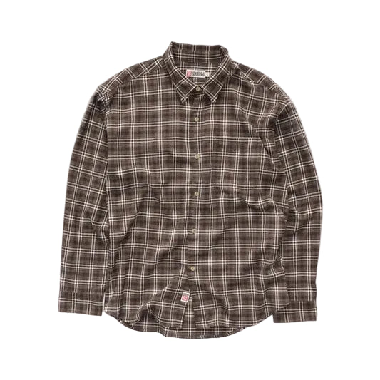 SDOUBLE Surface Plaid L/S Shirt - Brown