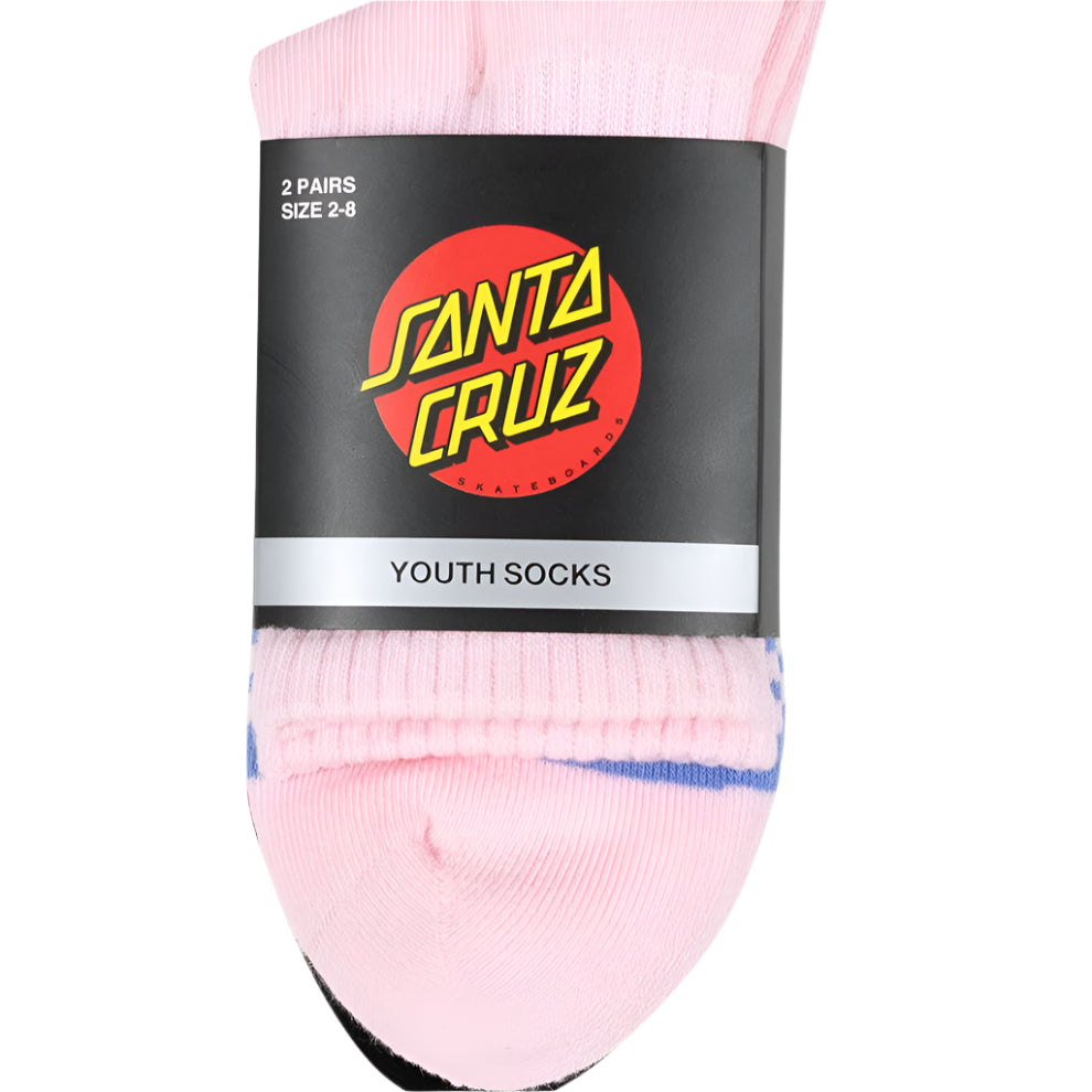 SANTA CRUZ Balloon Heart 2pk Youth Mid Socks - Pink/Black