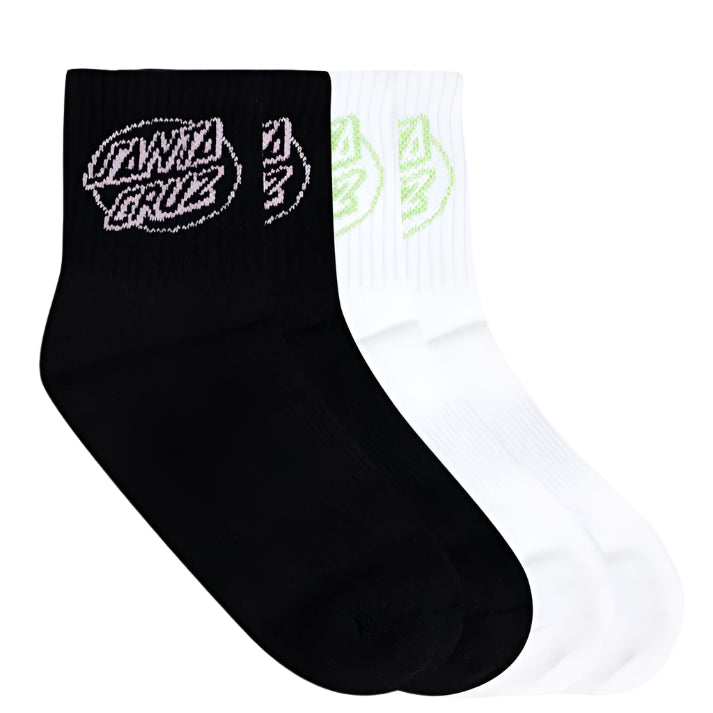 SANTA CRUZ Oval Dot 4pk Youth Mid Socks - White/Black