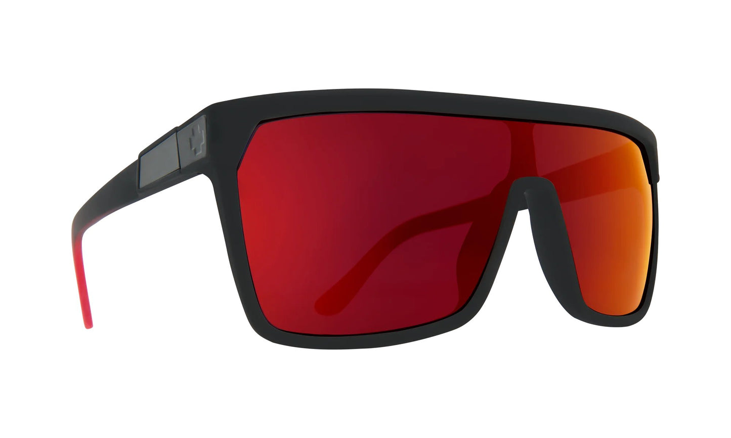 SPY Flynn Sunglasses - Soft Matte Black/Red Fade/Happy Gray Green/Red Light Spectra Mirror - VENUE.
