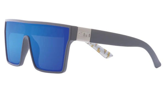 SIN Loose Cannon Polarised Sunglasses - Pearl Grey/Struck Twice Print/Ice Blue Flash - VENUE.
