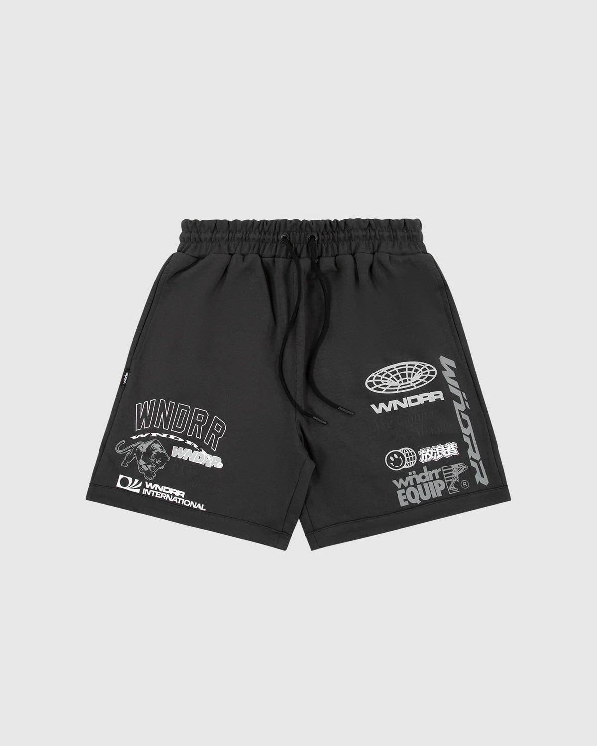 WNDRR Represent Mens Elastic Waist Tech Track Short - Faded Black
