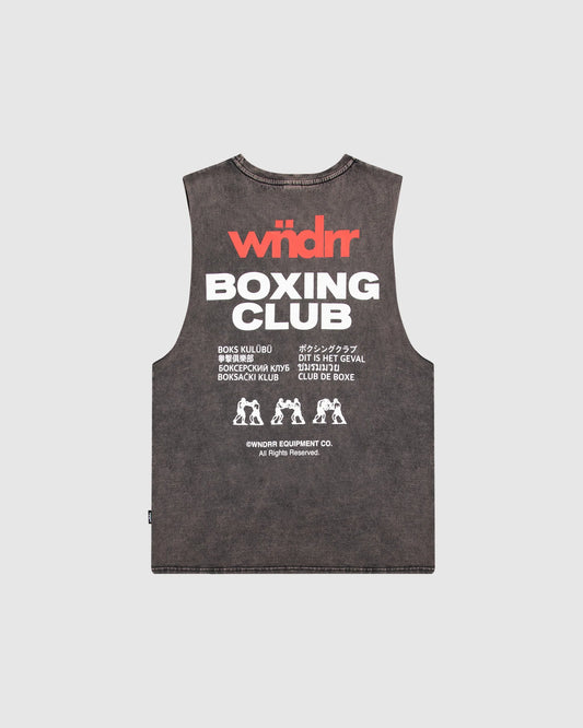 WNDRR Club De Boxe Muscle Mens Tank - Washed Black