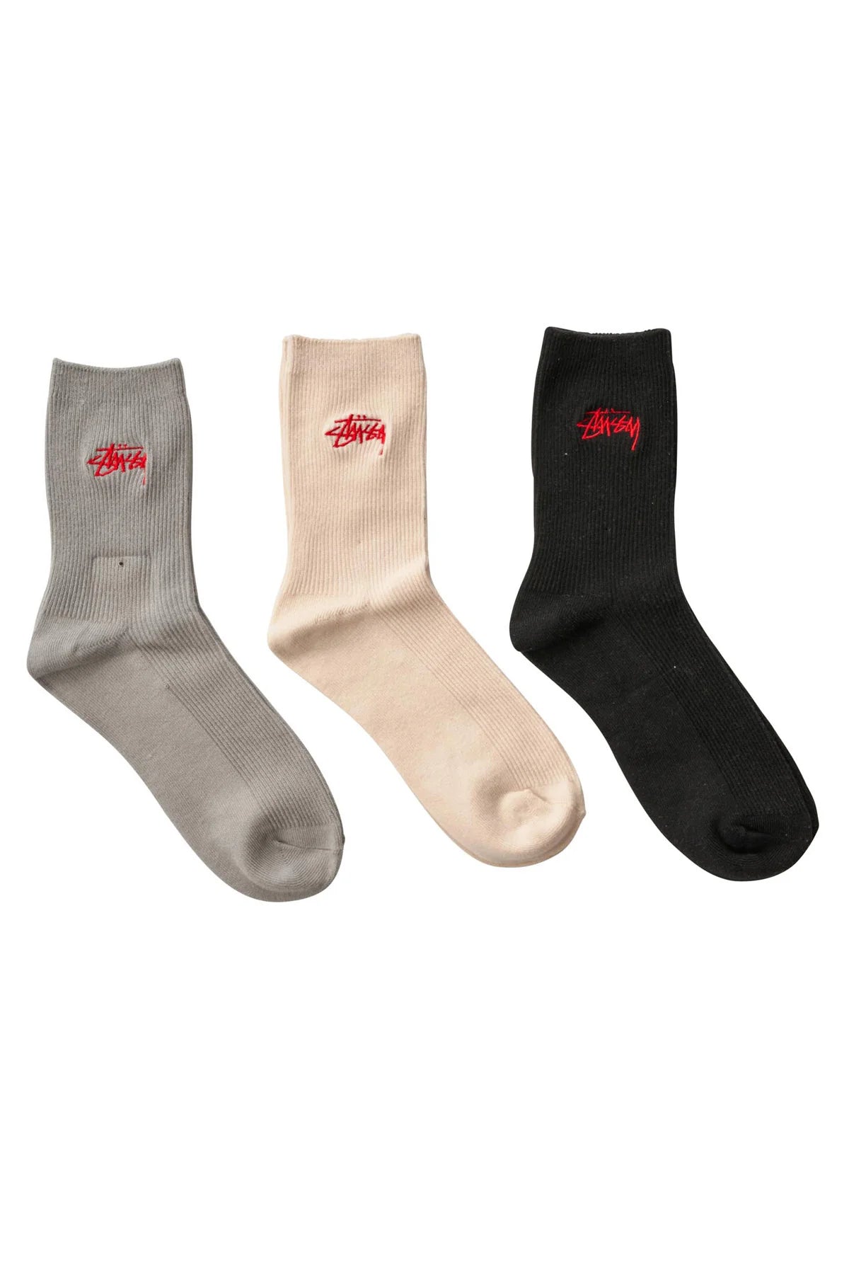 STUSSY Stock Rib 3pk Womens Socks - Multi