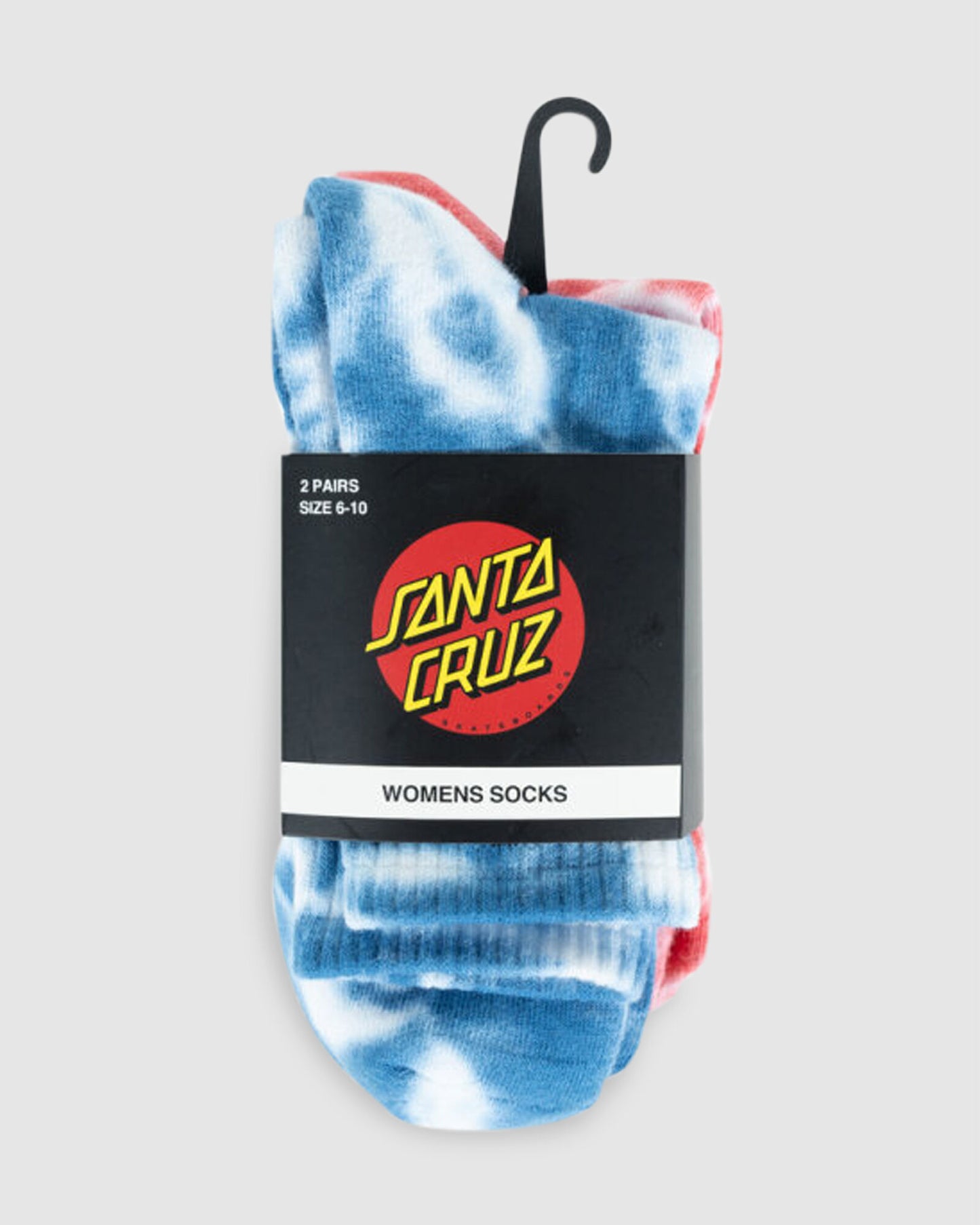 SANTA CRUZ Cliff View Stack Womens 2pk Socks - Blue Tie Dye