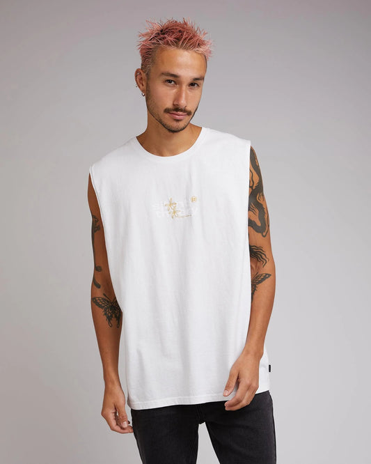 SILENT THEORY Logo Mens Tank - White