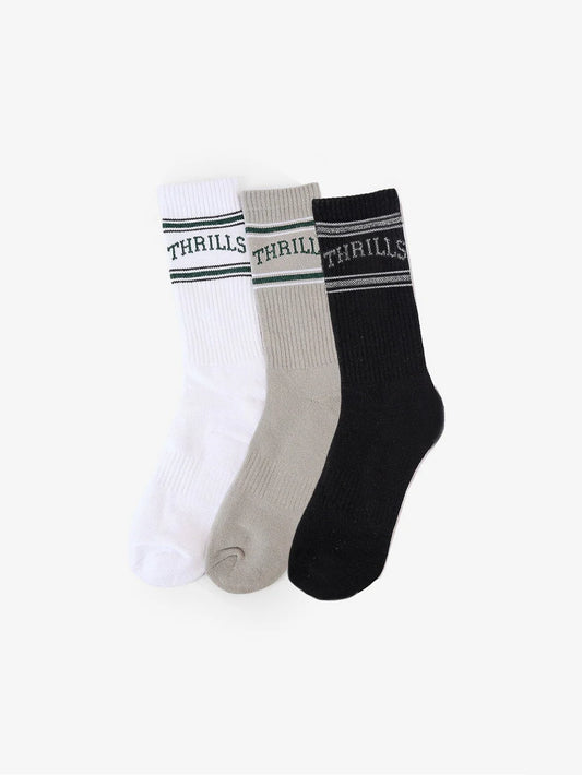 THRILLS Believe 3pk Socks - White/Quiet Grey/Black