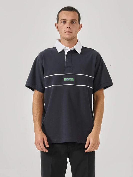THRILLS Step Up S/S Men Rugby Polo - Total Eclipse