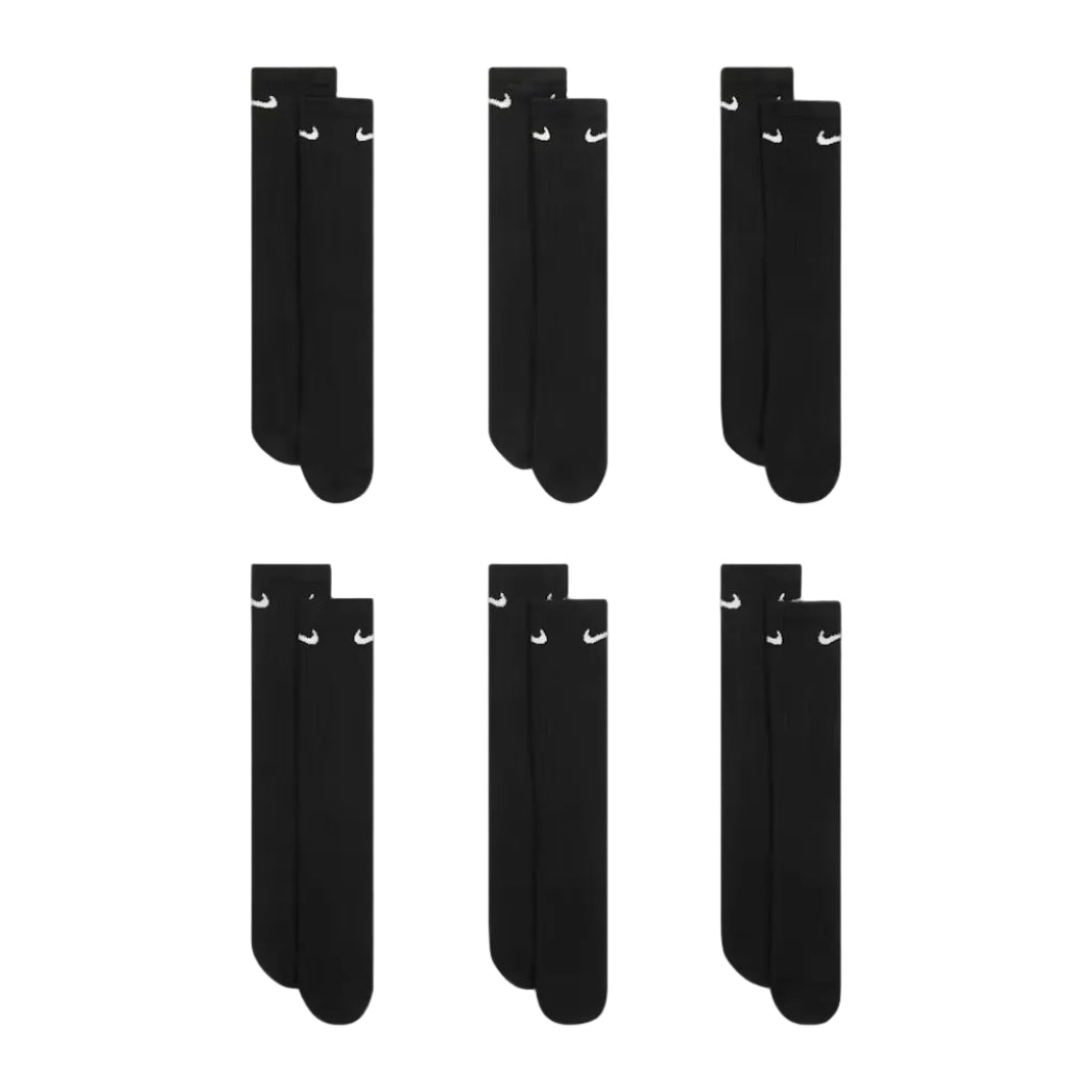 NIKE Everyday Cushioned Training Crew 6pk Socks - Black/White