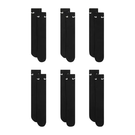 NIKE Everyday Cushioned Training Crew 6pk Socks - Black/White