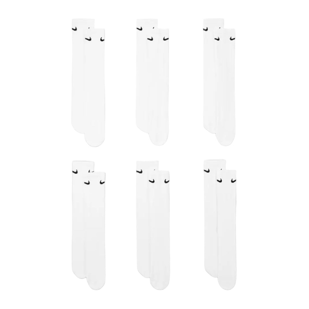 NIKE Everyday Cushioned Training Crew 6pk Socks - White/Black
