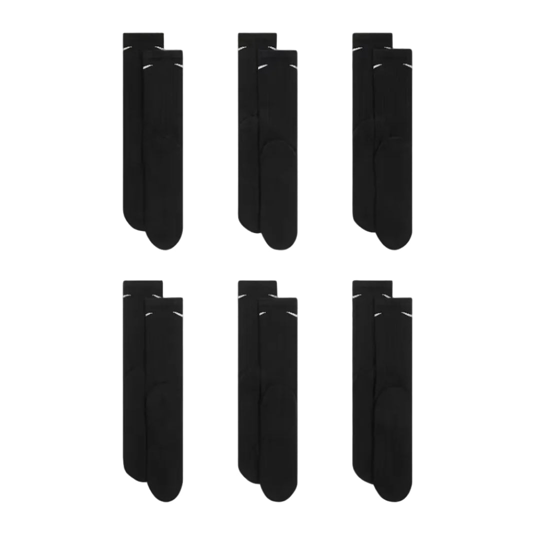 NIKE Everyday Cushioned Training Crew 6pk Socks - Black/White