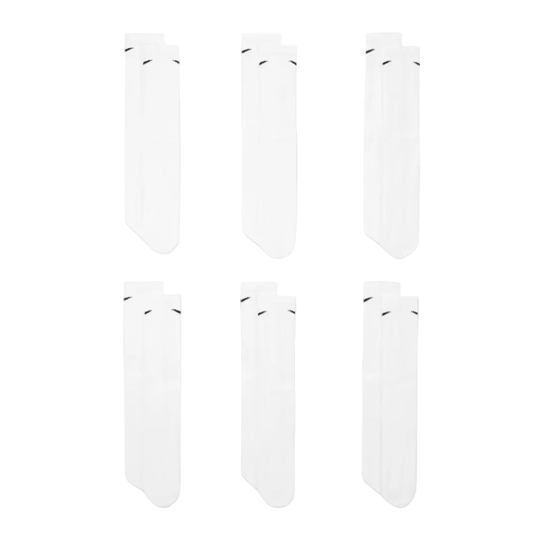 NIKE Everyday Cushioned Training Crew 6pk Socks - White/Black