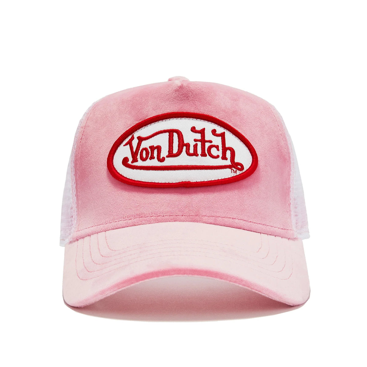 VON DUTCH Velvet Snapback Trucker Cap - Pink Velvet