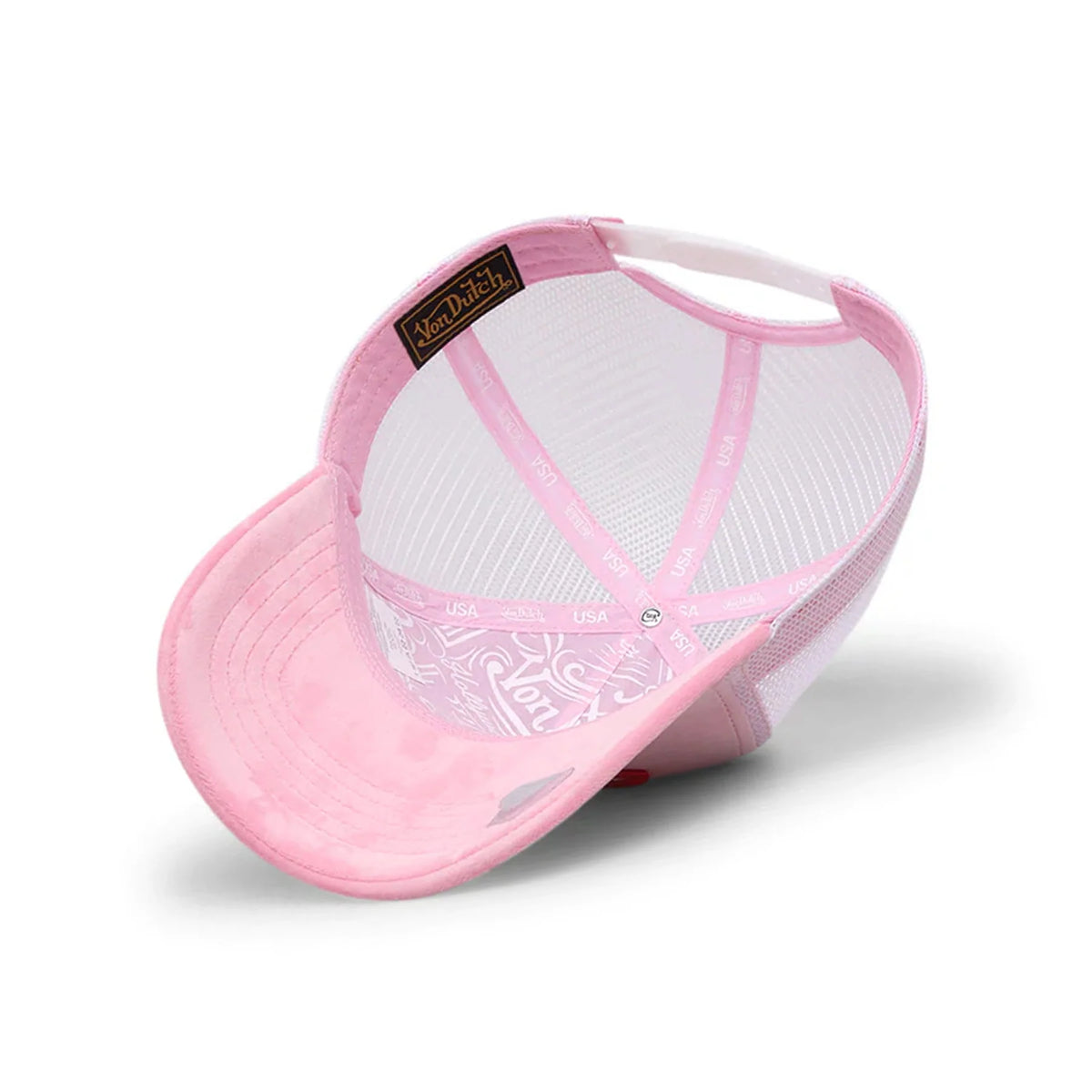 VON DUTCH Velvet Snapback Trucker Cap - Pink Velvet