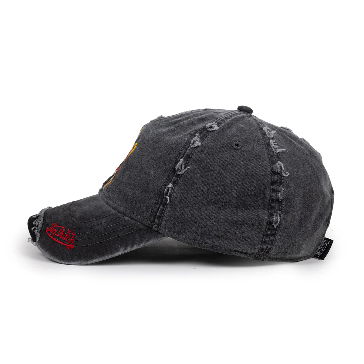 VON DUTCH Flying Eyeball Crossed Bones Strapback Dad Cap - Black