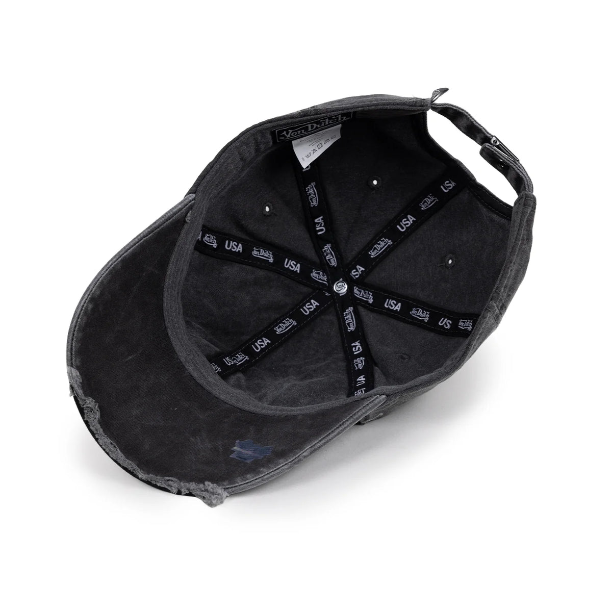 VON DUTCH Flying Eyeball Crossed Bones Strapback Dad Cap - Black